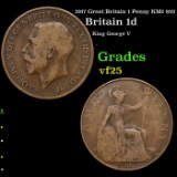 1917 Great Britain 1 Penny KM# 810 Grades vf+