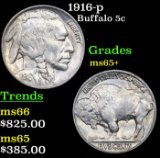 1916-p Buffalo Nickel 5c Grades GEM+ Unc