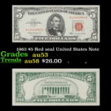 1963 $5 Red seal United States Note Grades Select AU