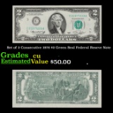 Set of 2 Consecutive 1976 $2 Green Seal Federal Reseve Note Grades CU