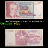 1993 Yugoslavia 5,000,000 Dinara Note P# 121 Grades vf++