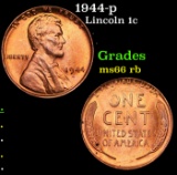 1944-p Lincoln Cent 1c Grades GEM+ Unc RB