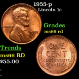 1955-p Lincoln Cent 1c Grades GEM+ Unc RD