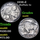 1938-d Buffalo Nickel 5c Grades GEM+ Unc