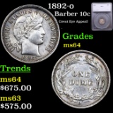 1892-o Barber Dime 10c Graded ms64 By SEGS
