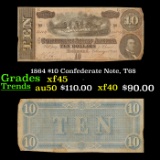 1864 $10 Confederate Note, T68 Grades xf+