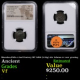 NGC Macedon,Pella c.2nd Century BC AE18 (5.29g) obv Athena rv cow grazing Graded Vf By NGC