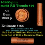 Shotgun Lincoln 1c roll, 1960-p 50 pcs Auto Coinwrapping Wrapper.