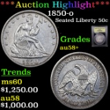 ***Auction Highlight*** 1850-o Seated Half Dollar 50c Graded Choice AU/BU Slider+ By USCG (fc)