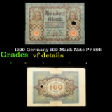 1920 Germany 100 Mark Note P# 69B Grades vf details