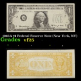 1963A $1 Federal Reserve Note (New York, NY) Grades vf+