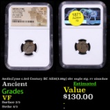 NGC Aeolis,Cyme c.3rd Century BC AE16(2.88g) obv eagle stg. rv oinochoe Graded VF By NGC