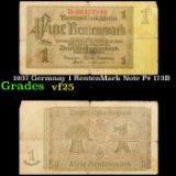 1937 Germnay 1 RentenMark Note P# 173B Grades vf+