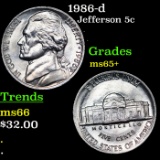 1986-d Jefferson Nickel 5c Grades GEM+ Unc