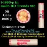 Shotgun Lincoln 1c roll, 1980-p 50 pcs Merchants Bank Wrapper.