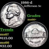 1986-d Jefferson Nickel 5c Grades GEM++ Unc