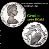 Proof 1974 British Virgin Islands 5 Cents KM-2 Grades GEM++ Proof Deep Cameo
