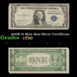 1935E $1 Blue Seal Silver Certificate Grades vf++