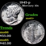 1945-p Mercury Dime 10c Grades GEM+ Unc