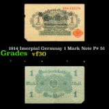 1914 Imerpial Germnay 1 Mark Note P# 51 Grades vf++