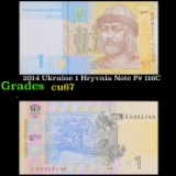 2014 Ukraine 1 Hryvnia Note P# 116C Grades Gem++ CU