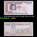 2014 Mongolia 100 Turgik Note P# 65C Grades Gem++ CU