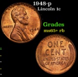 1948-p Lincoln Cent 1c Grades Gem+ Unc RB