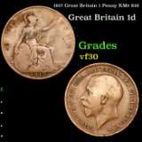 1917 Great Britain 1 Penny KM# 810 Grades vf++