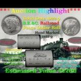 ***Auction Highlight*** Full solid date 1922-p Au/Bu Slider Peace silver dollar roll, 20 coins (fc)