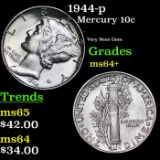 1944-p Mercury Dime 10c Grades Choice+ Unc