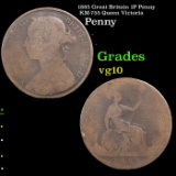 1885 Great Britain 1P Penny KM-755 Queen Victoria Grades vg+