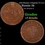 1916 Russia 3 Kopeks Y# 11.3 Grades vf details