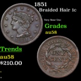 1851 Braided Hair Large Cent 1c Grades Choice AU/BU Slider
