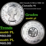 1964 Canada $1 Silver Canada Dollar KM# 121 $1 Grades GEM+ UNC PL