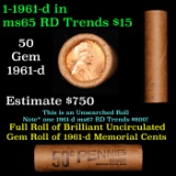 Shotgun Lincoln 1c roll, 1961-d 50 pcs Bank Wrapper.