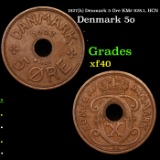 1927(h) Denmark 5 Ore KM# 828.1, HCN Grades xf