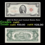 1963 $2 Red seal United States Note Grades Gem CU