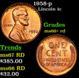 1958-p Lincoln Cent 1c Grades GEM++ RD