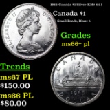 1965 Canada $1 Silver Canada Dollar KM# 64.1 $1 Grades GEM++ PL