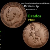 1920 Great Britain 1 Penny 1p KM# 810 Grades vf++