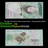 Set Of 5 Various Non-consecutive  Venezuelan Notes Grades CU
