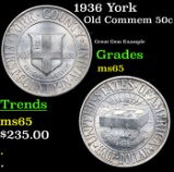1936 York Old Commem Half Dollar 50c Grades GEM Unc