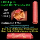 Shotgun Lincoln 1c roll, 1964-p 50 pcs Vintage Penny Wrapper.