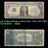 1999 $1 Federal Reserve Note (New York, NY) Mint Error Grades vf+