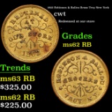 1863 Robinson & Ballou Brass Troy New York Civil War Token 1c Grades Select Unc RB