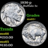 1936-p Buffalo Nickel 5c Grades GEM+ Unc