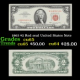 1963 $2 Red seal United States Note Grades Gem CU