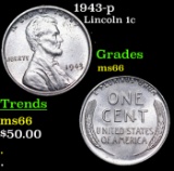 1943-p Lincoln Cent 1c Grades GEM+ Unc