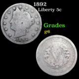 1892 Liberty Nickel 5c Grades g+