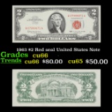 1963 $2 Red seal United States Note Grades Gem+ CU